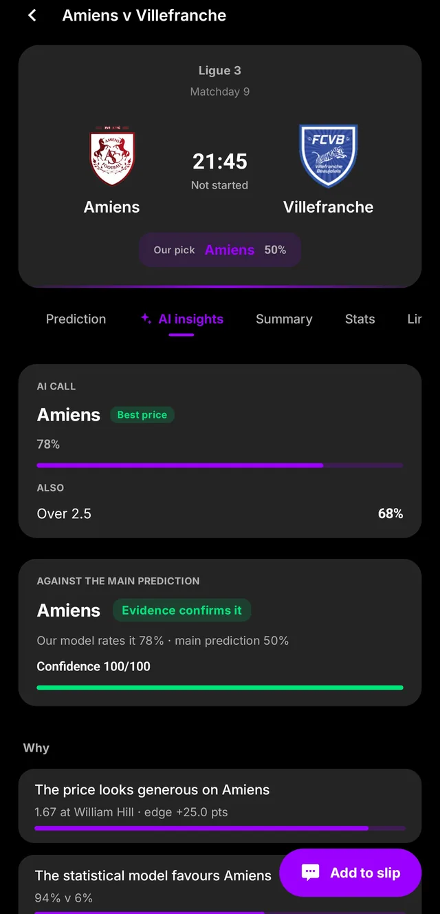 AI insights in dark theme