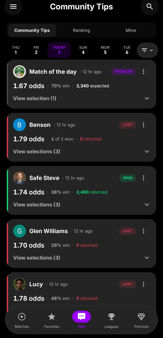 Community tips feed